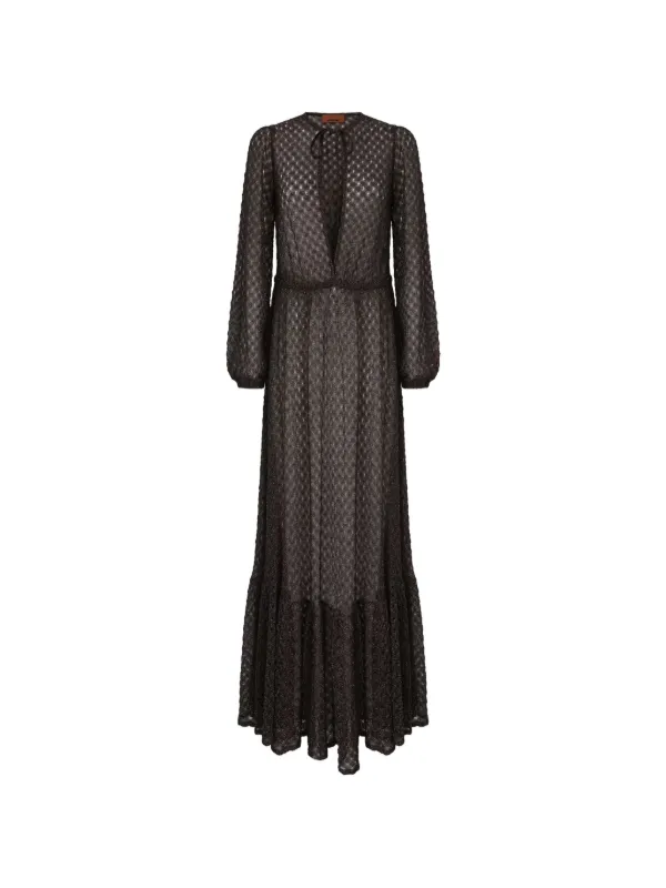 Missoni Tie-neck Maxi Dress - Brown