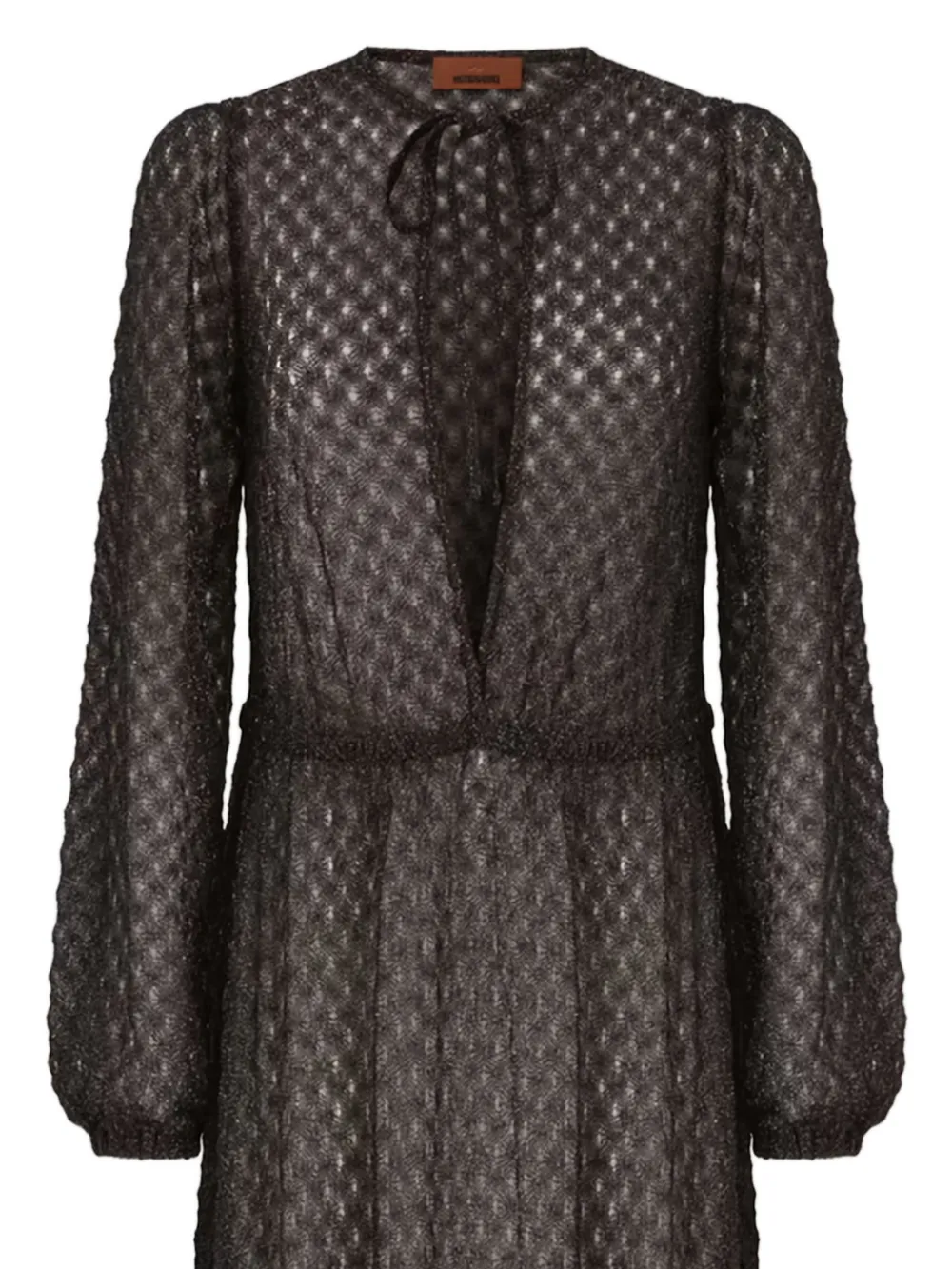 Missoni Maxi-tuniekjurk van lamé viscose met spinnenweb-patroon en ruches Bruin