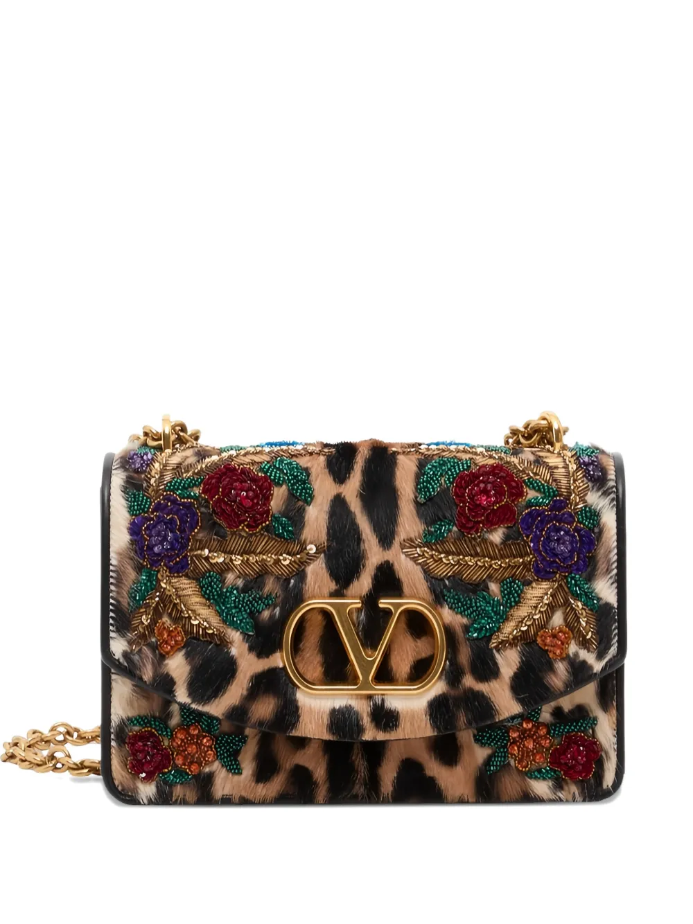 Valentino Garavani Vain animal-print shoulder bag - Marrone