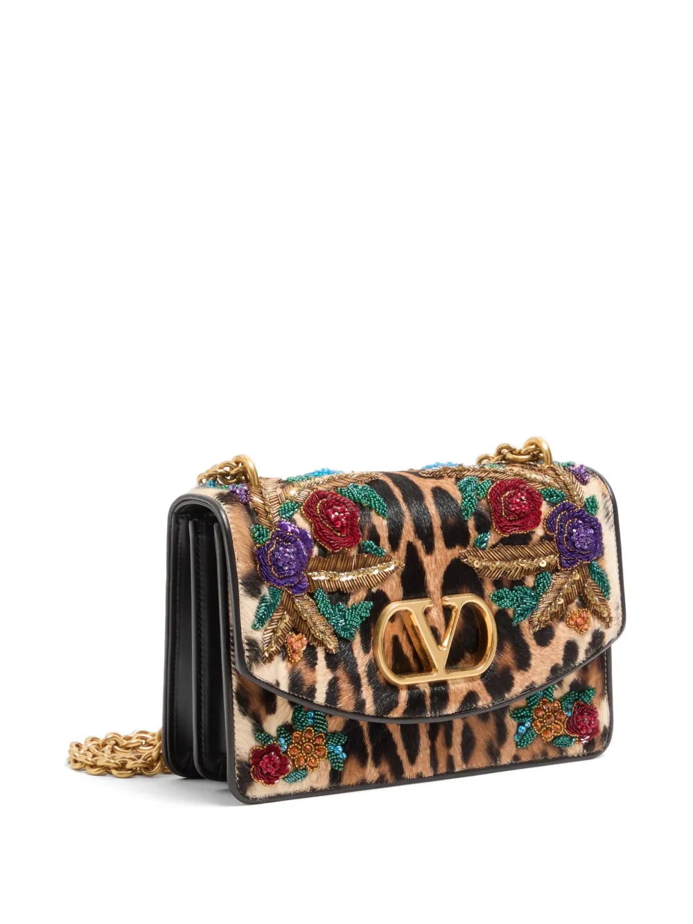 Valentino Garavani Vain schoudertas met dierenprint Bruin
