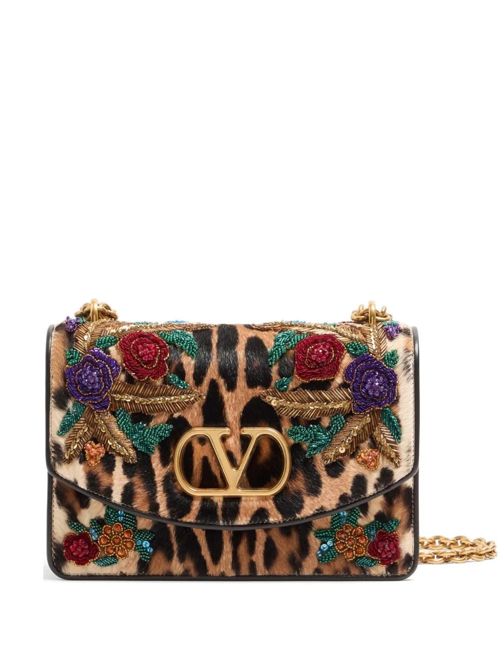Valentino Garavani Vain animal-print shoulder bag - Marrone