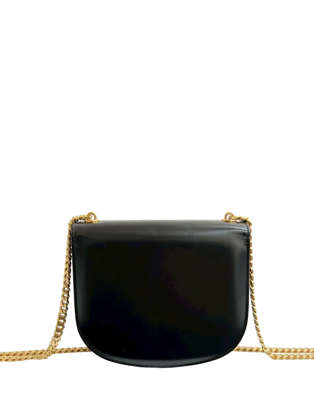  Celine Pre-owned Borsa A Tracolla Triomphe Besace Clea In Pelle Di Vitello Lucida Con Catena 2022 - Nero 