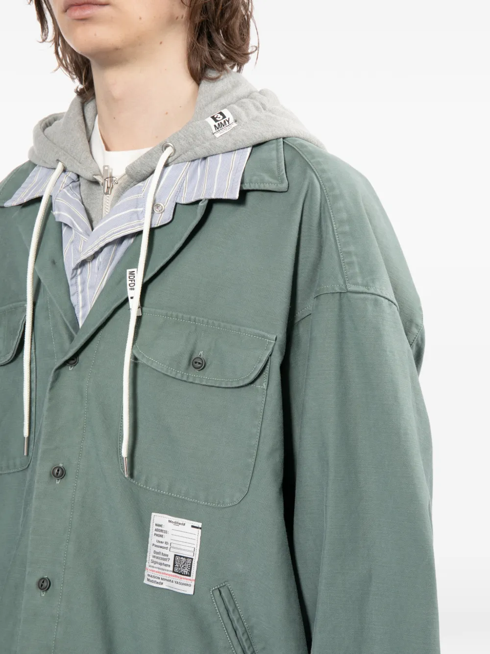  Maison Mihara Yasuhiro Striped Hooded Jacket - Blue 