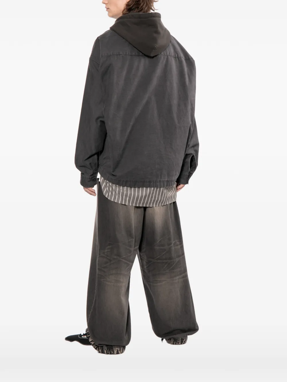  Maison Mihara Yasuhiro Striped Hooded Jacket - Black 