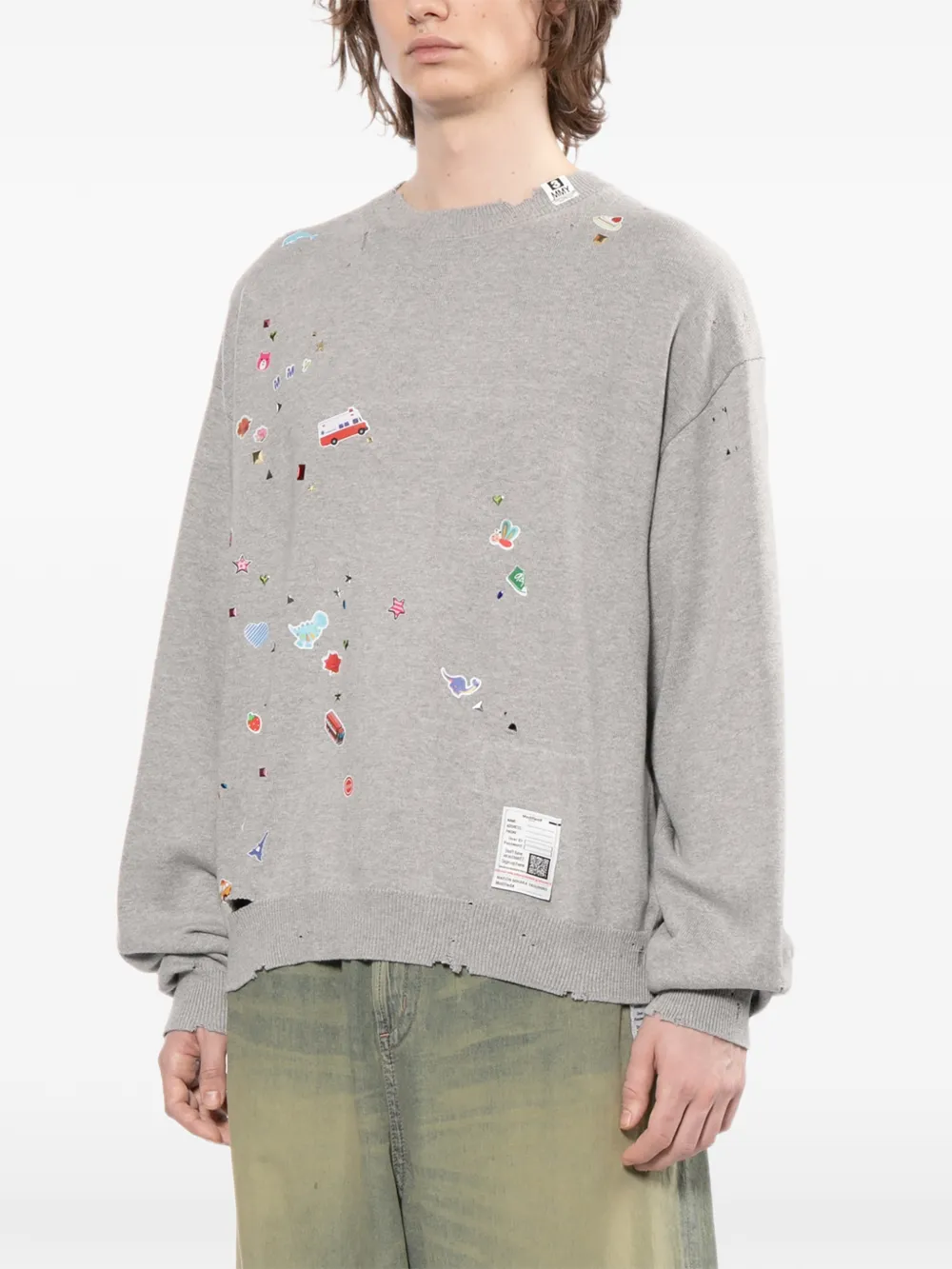  Maison Mihara Yasuhiro Graphic-appliqué Sweater - Grey 