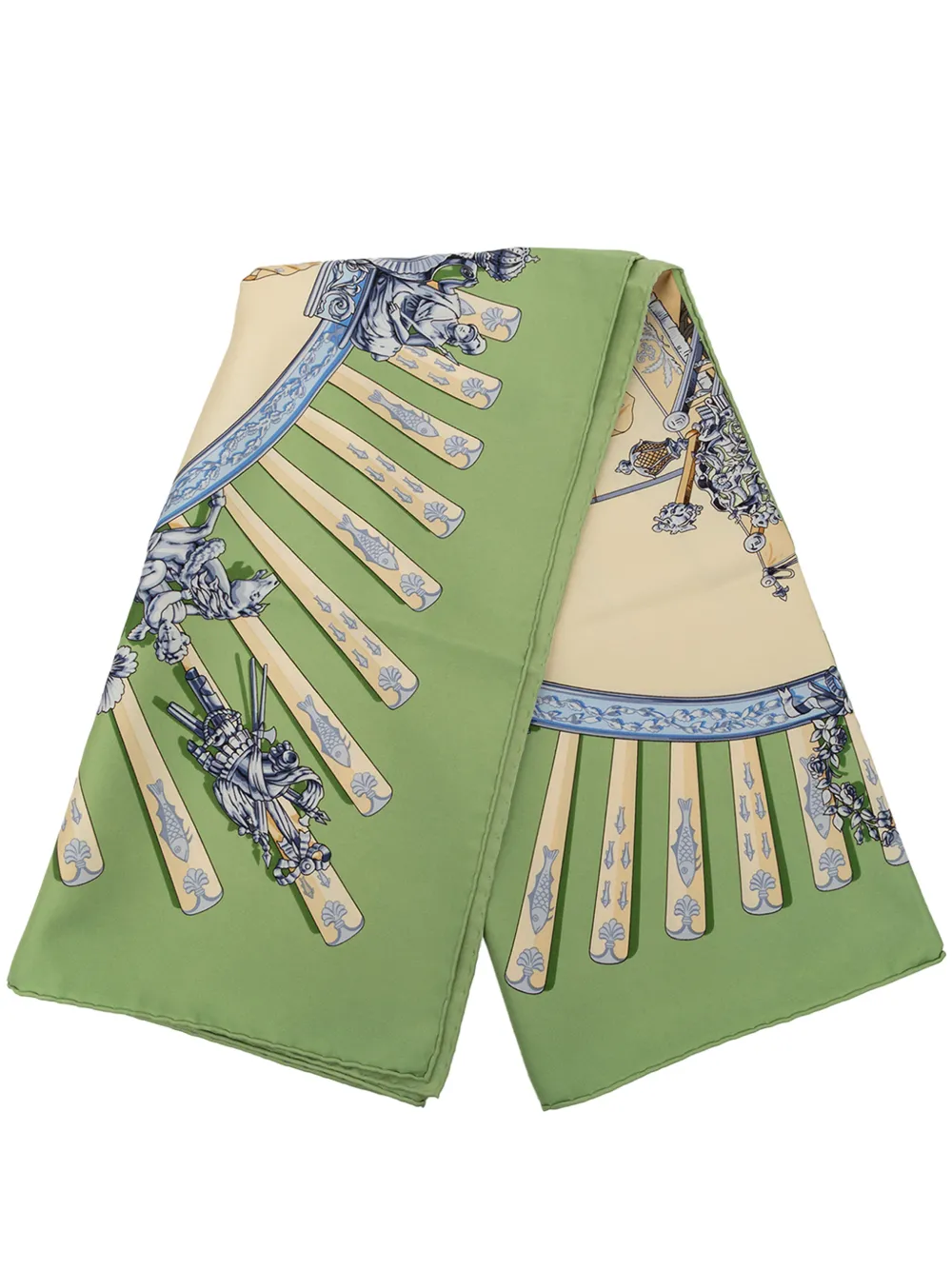 Hermès Pre-Owned 2000-2025 La Marine a Rames Silk Scarf 90 scarves - Verde