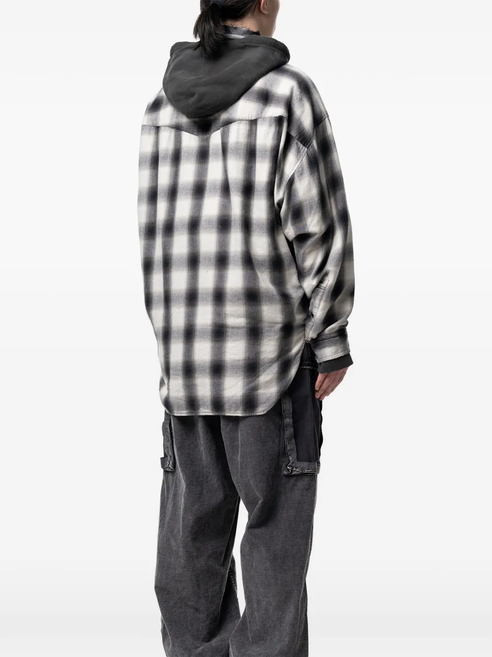 Maison MIHARA YASUHIRO Geruit overhemd met capuchon Zwart