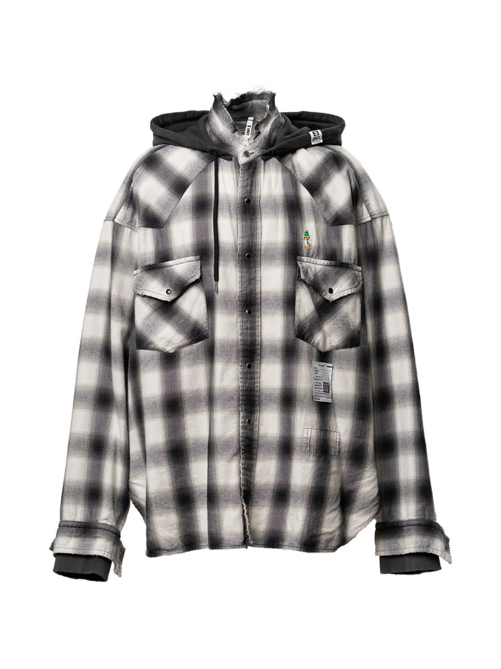 Maison MIHARA YASUHIRO hooded checkered shirt - Nero