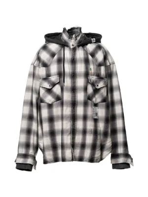 Maison MIHARA YASUHIRO チェック フーデッドシャツ | ブラック