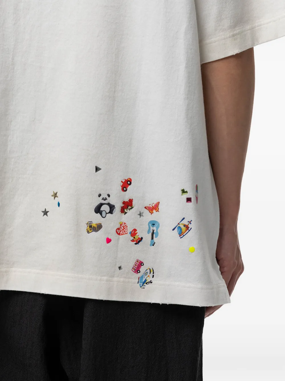 Maison MIHARA YASUHIRO Gerafeld T-shirt met grafische print Wit