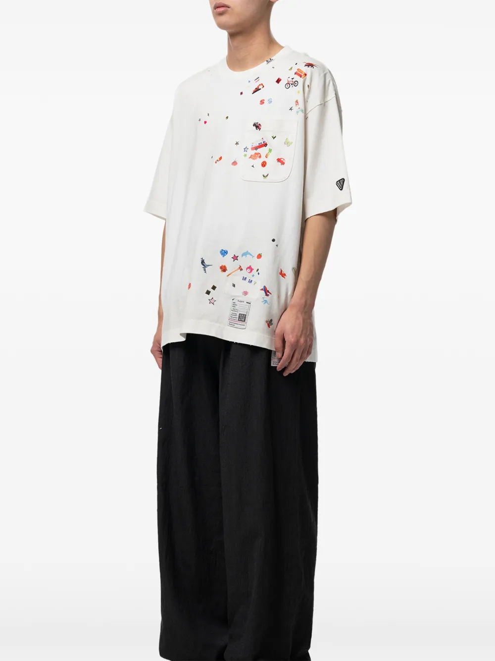 Maison MIHARA YASUHIRO Gerafeld T-shirt met grafische print Wit