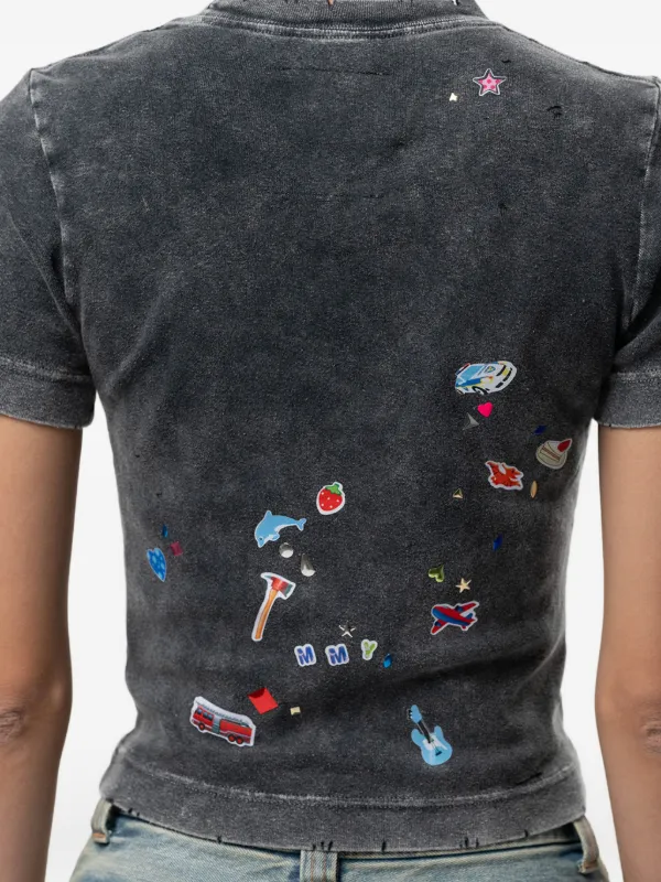 Maison MIHARA YASUHIRO Kids sticker-print Bleached T-shirt | Grey