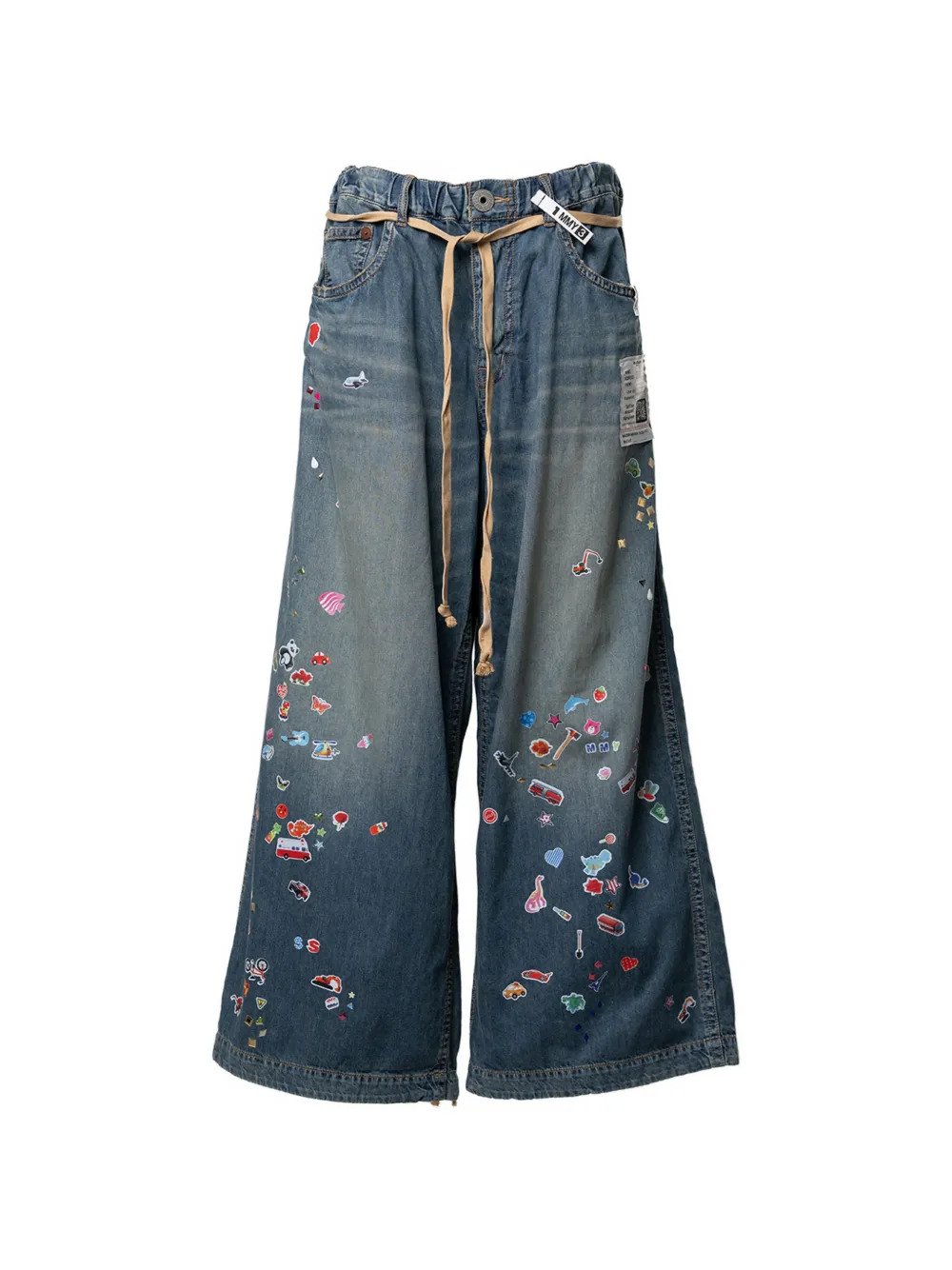 Maison MIHARA YASUHIRO sticker wide-leg jeans - Blu