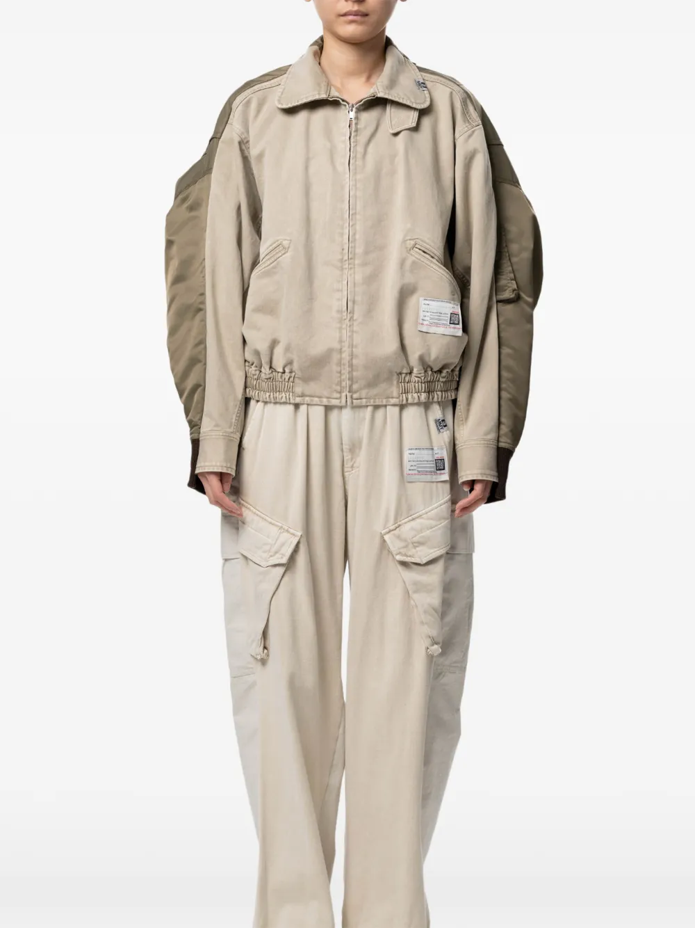  Maison Mihara Yasuhiro Panelled Zipped Jacket - Neutrals 