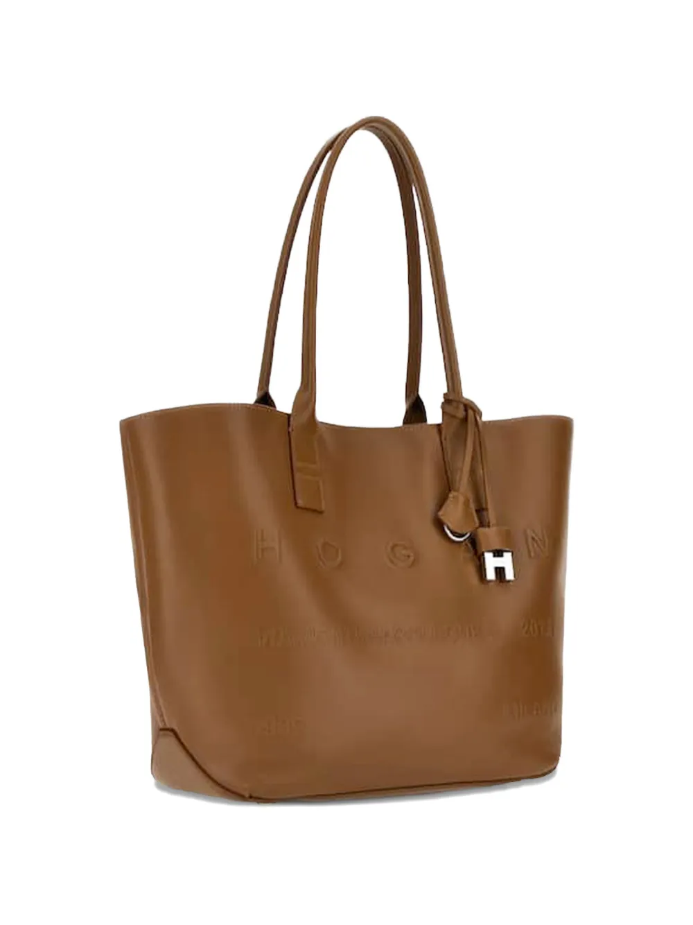  Hogan Small Address Leather Tote Bag - Brown 