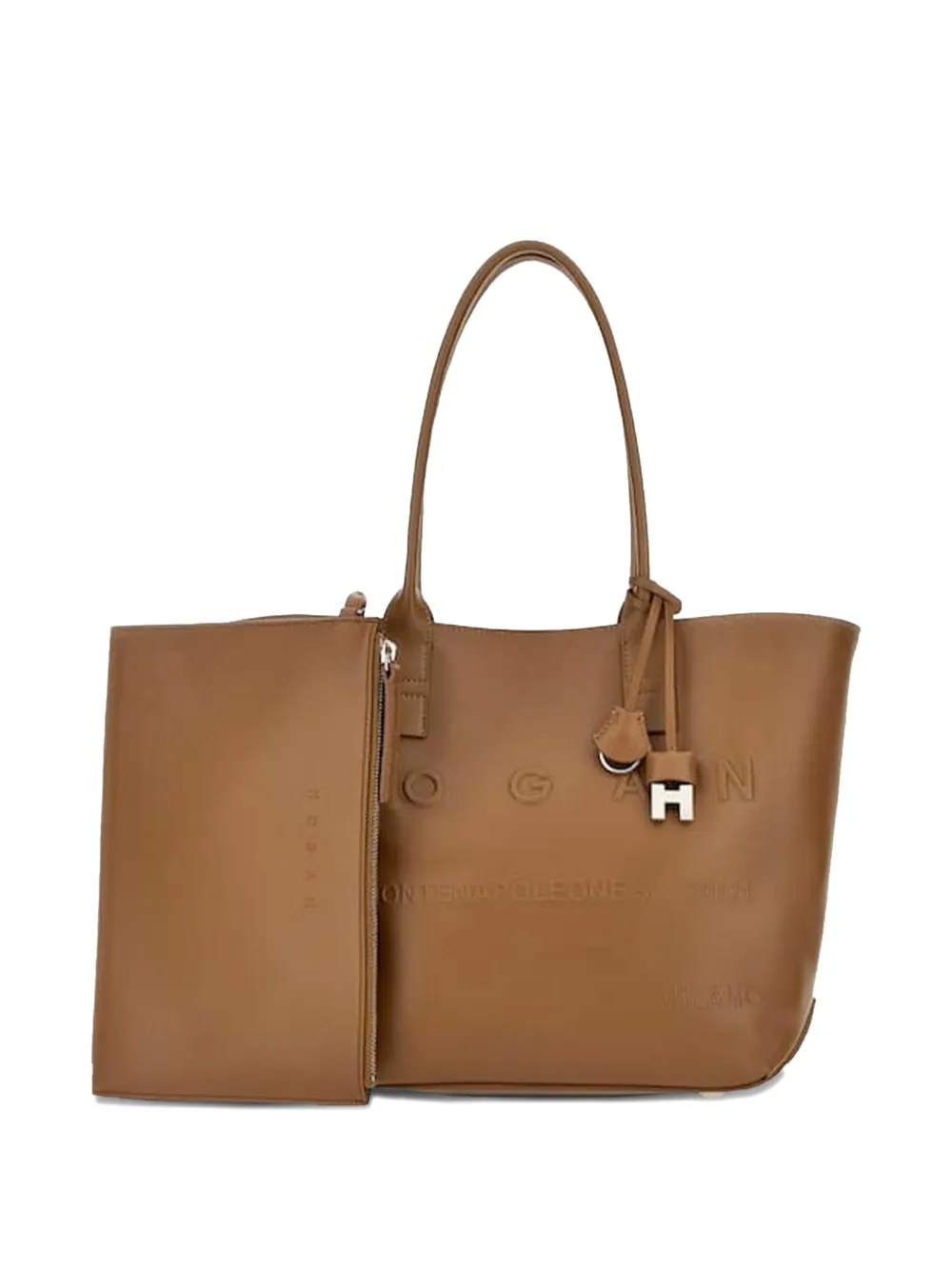 Hogan Address kleine leren shopper Bruin