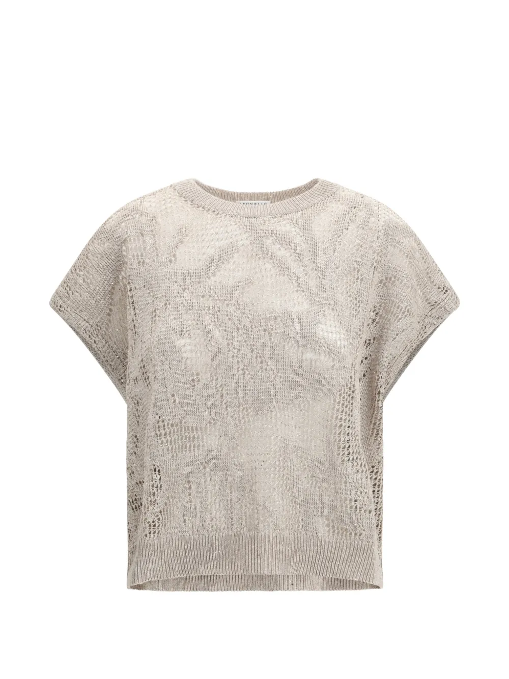Brunello Cucinelli short-sleeve round-neck sweater - Toni neutri