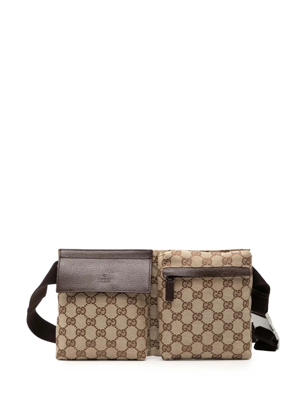 Gucci Pre-Owned 2000-2015 GG Canvas Double Pocket belt bag - Marrone