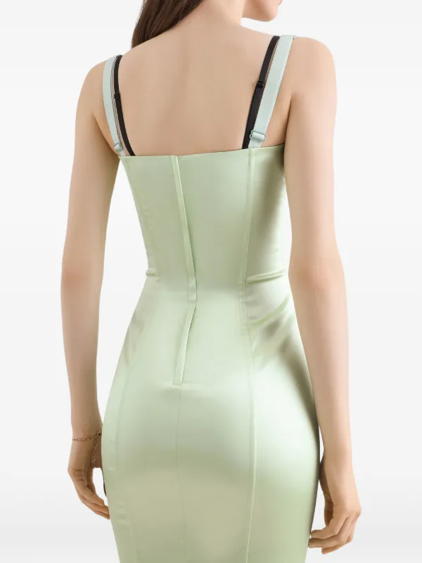 dolce and gabbana green silk dress Stretch satin dress in Green for Women
