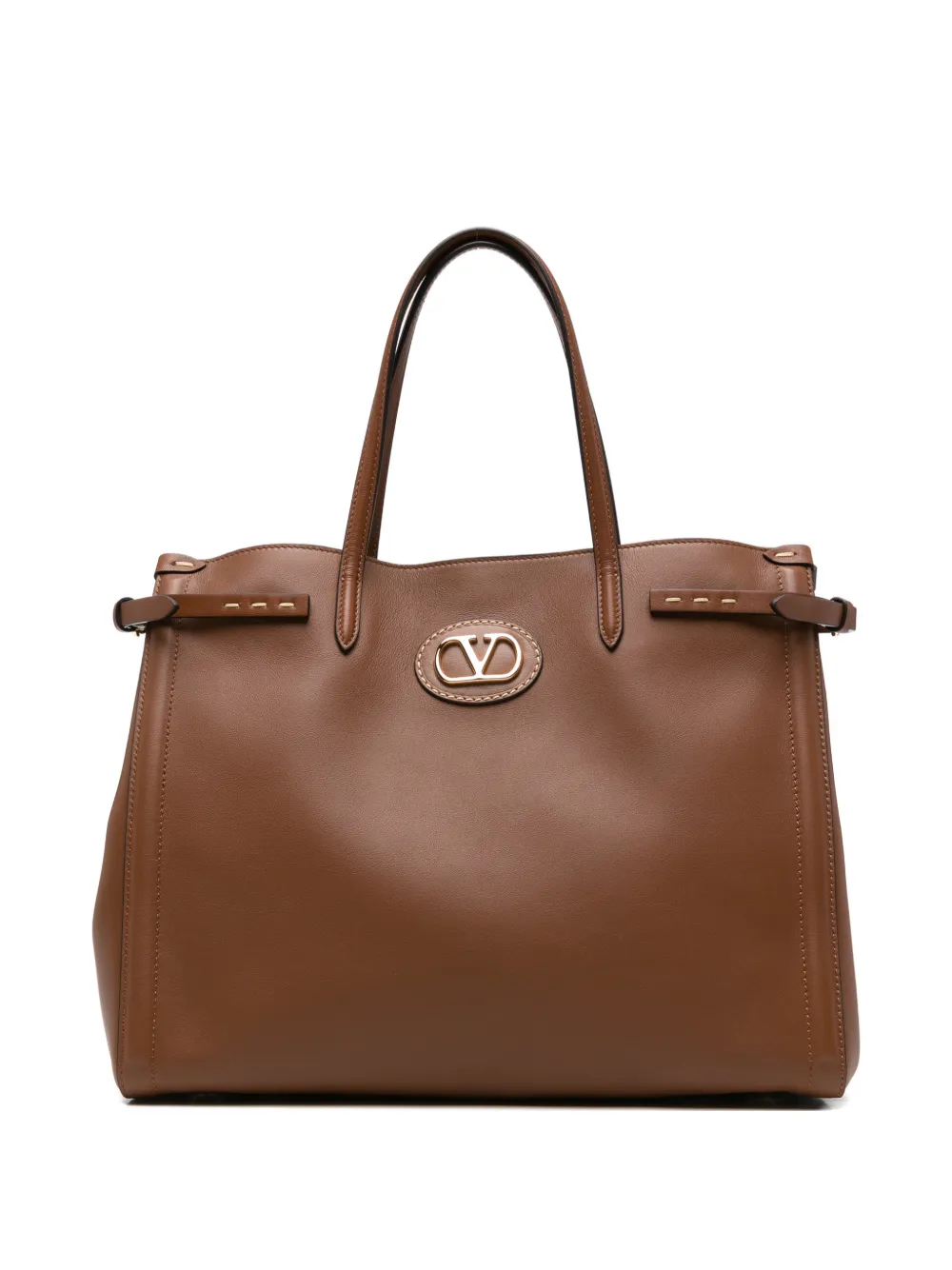 Valentino Garavani Antibes logo topstitch tote bag - Brown