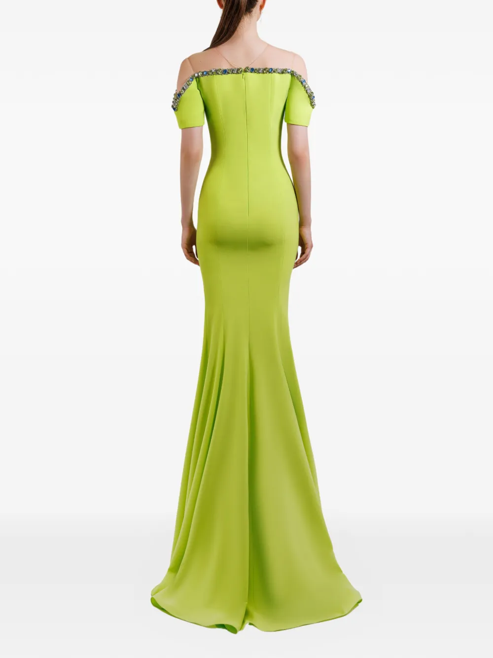 Gemy Maalouf Maxi-jurk met sweetheart hals en kralen Groen