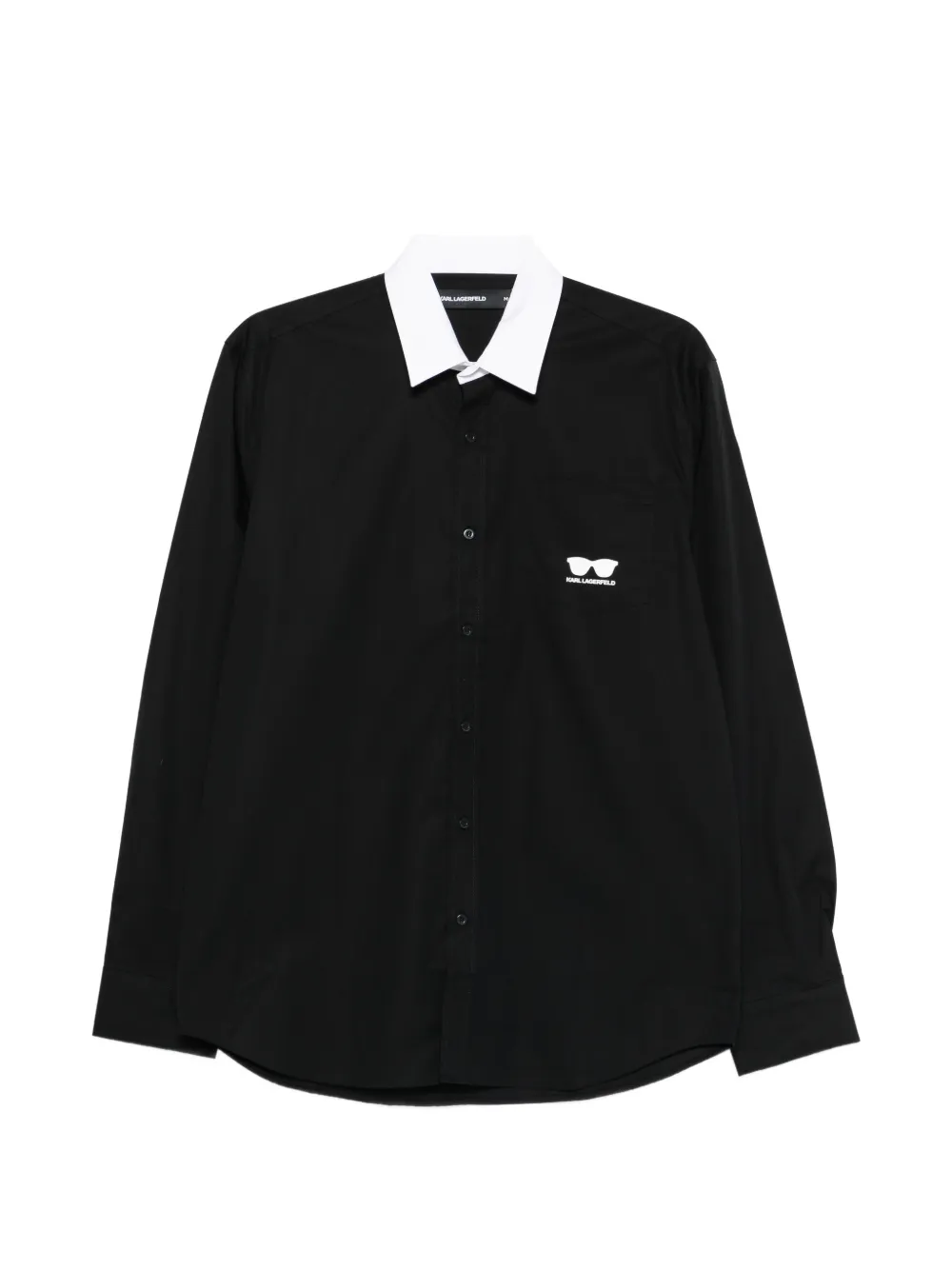 Karl Lagerfeld contrasting collar pocket shirt - Schwarz