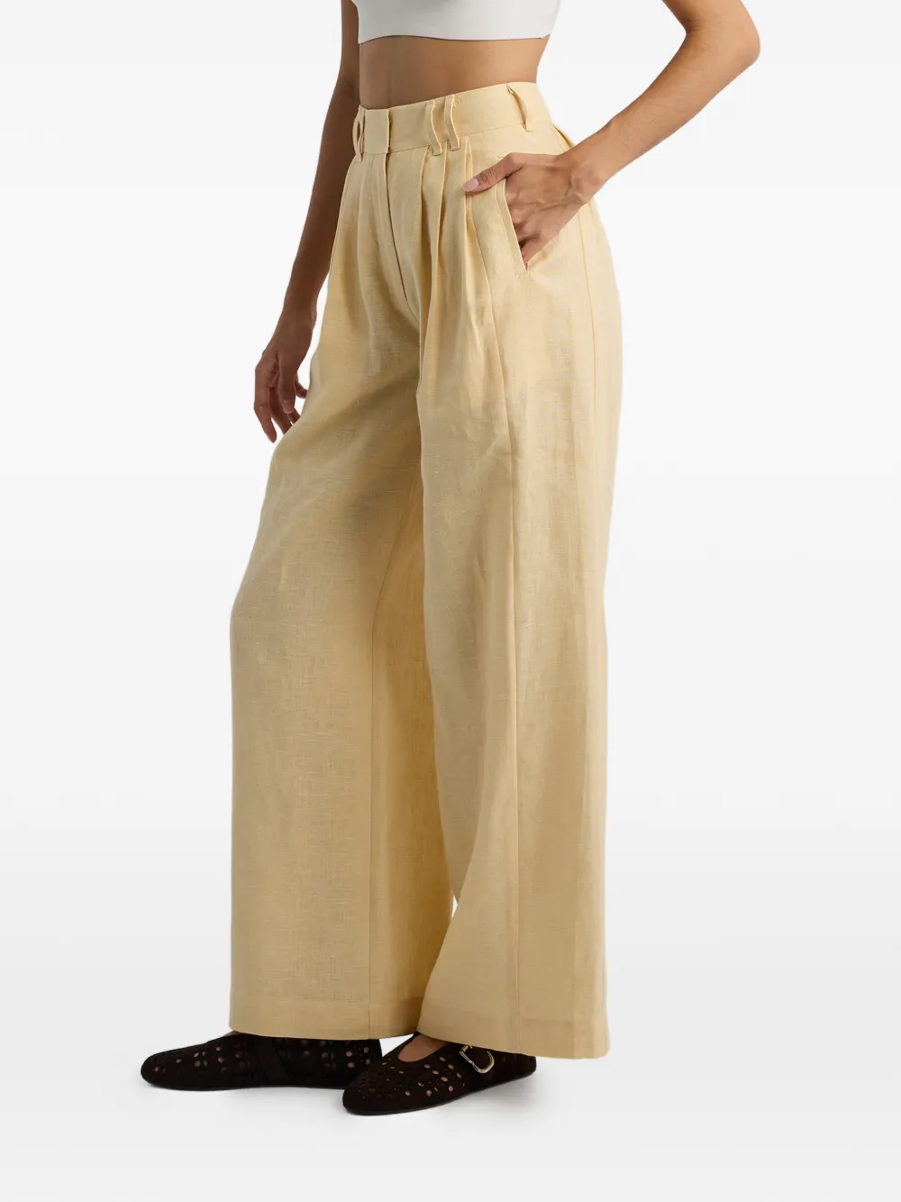 Posse Parker geplooide palazzo broek Beige