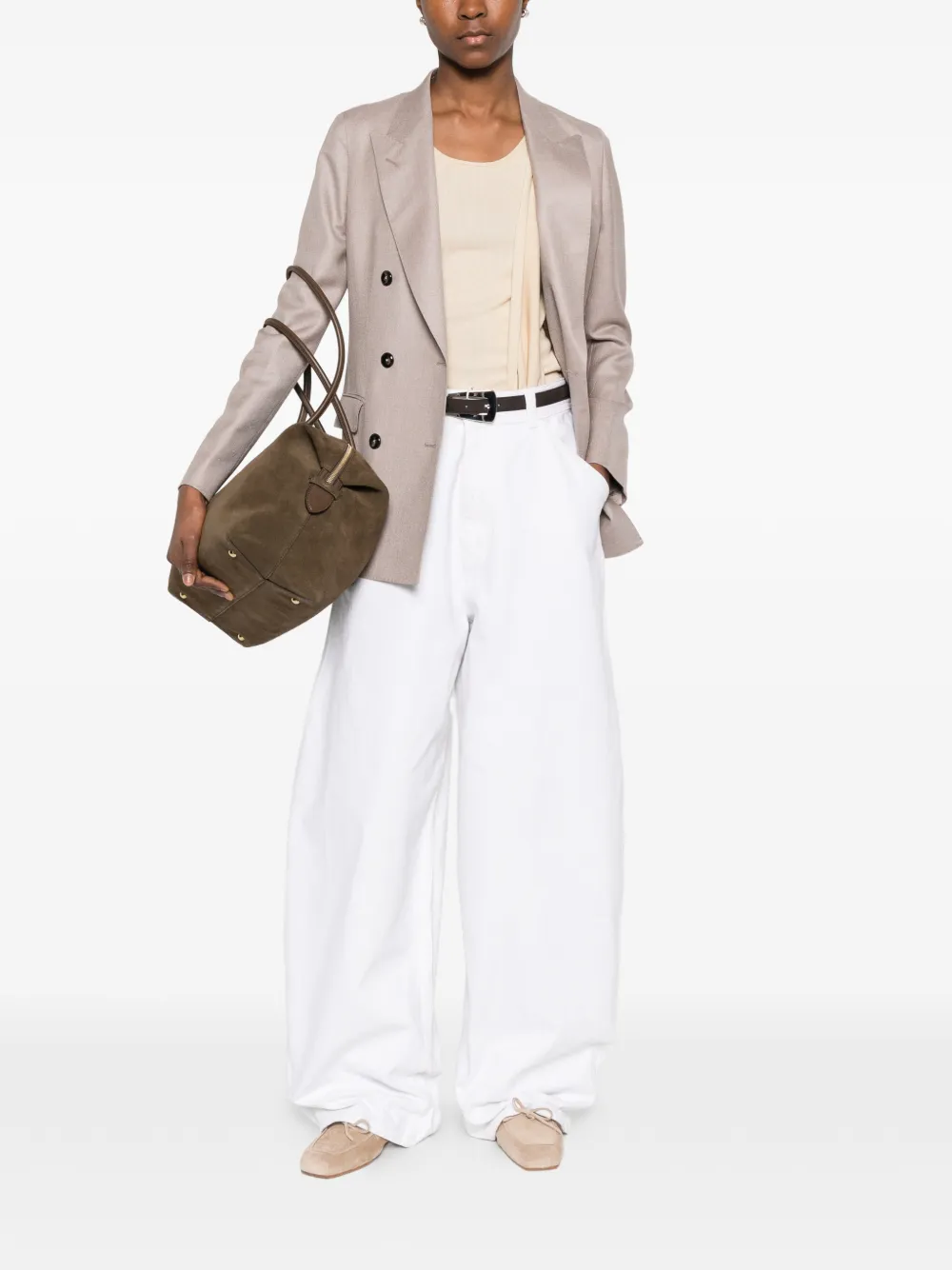 Tagliatore Blazer met dubbele rij knopen en puntige revers Beige