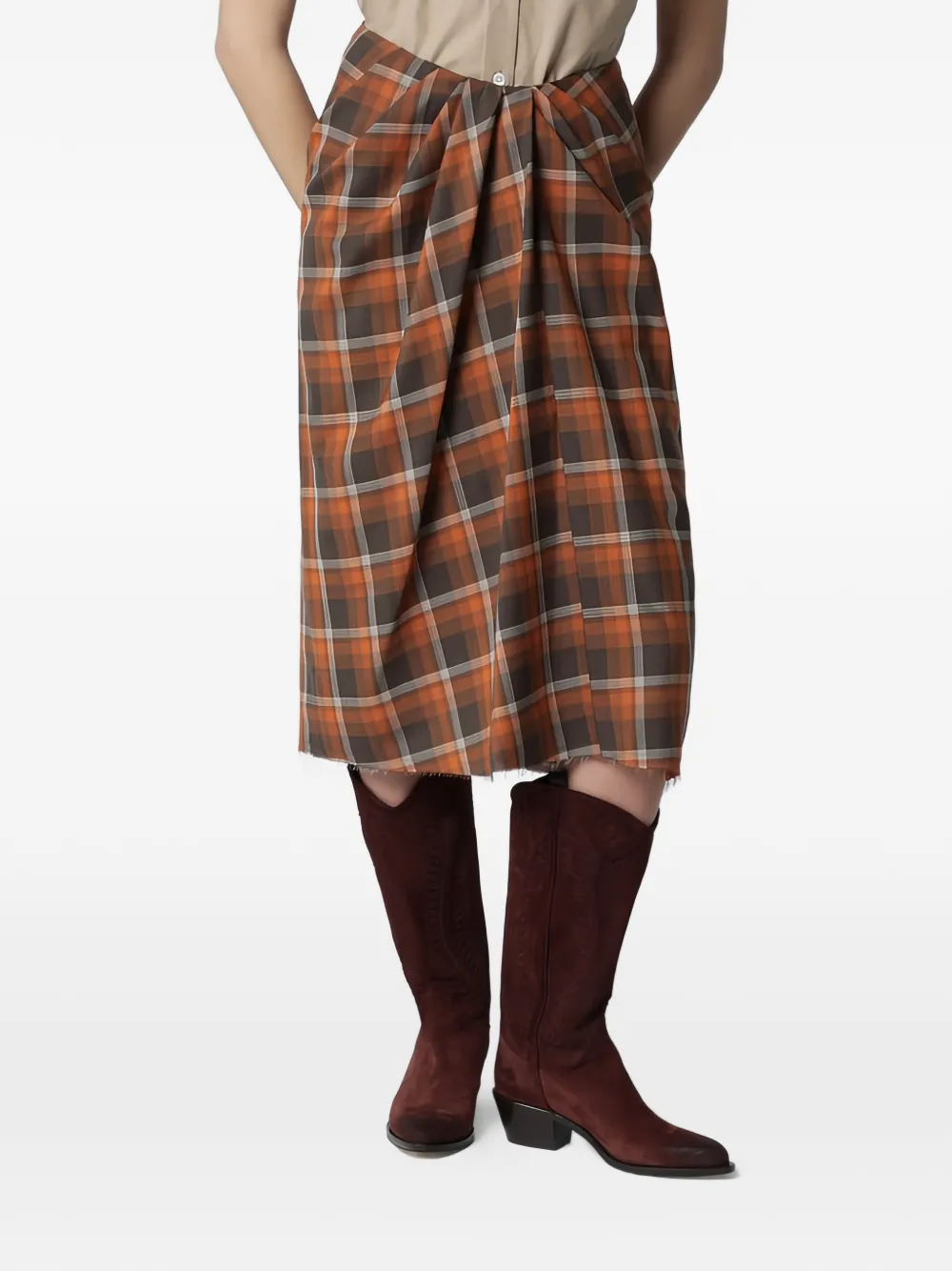 6397 tartan skirt - Arancione