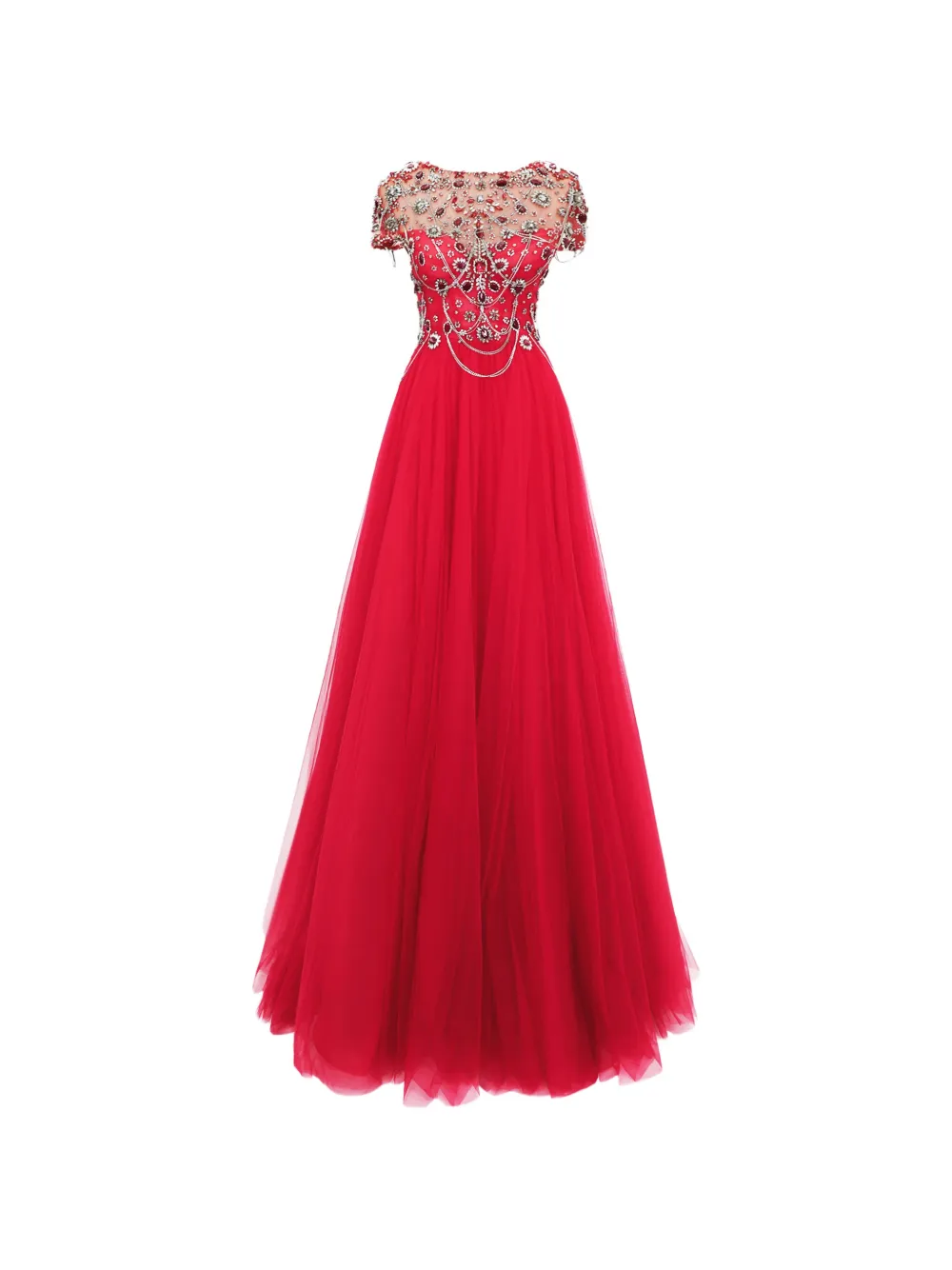 Gemy Maalouf Abito lungo con decorazione - Rosso