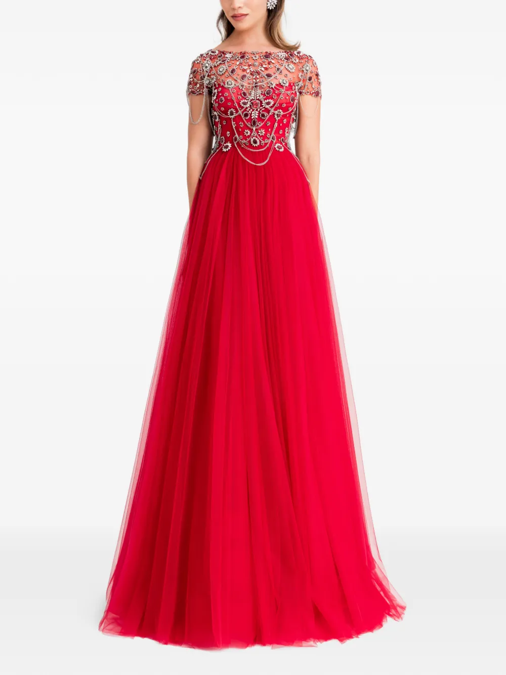 Gemy Maalouf Maxi-jurk met kralen Rood