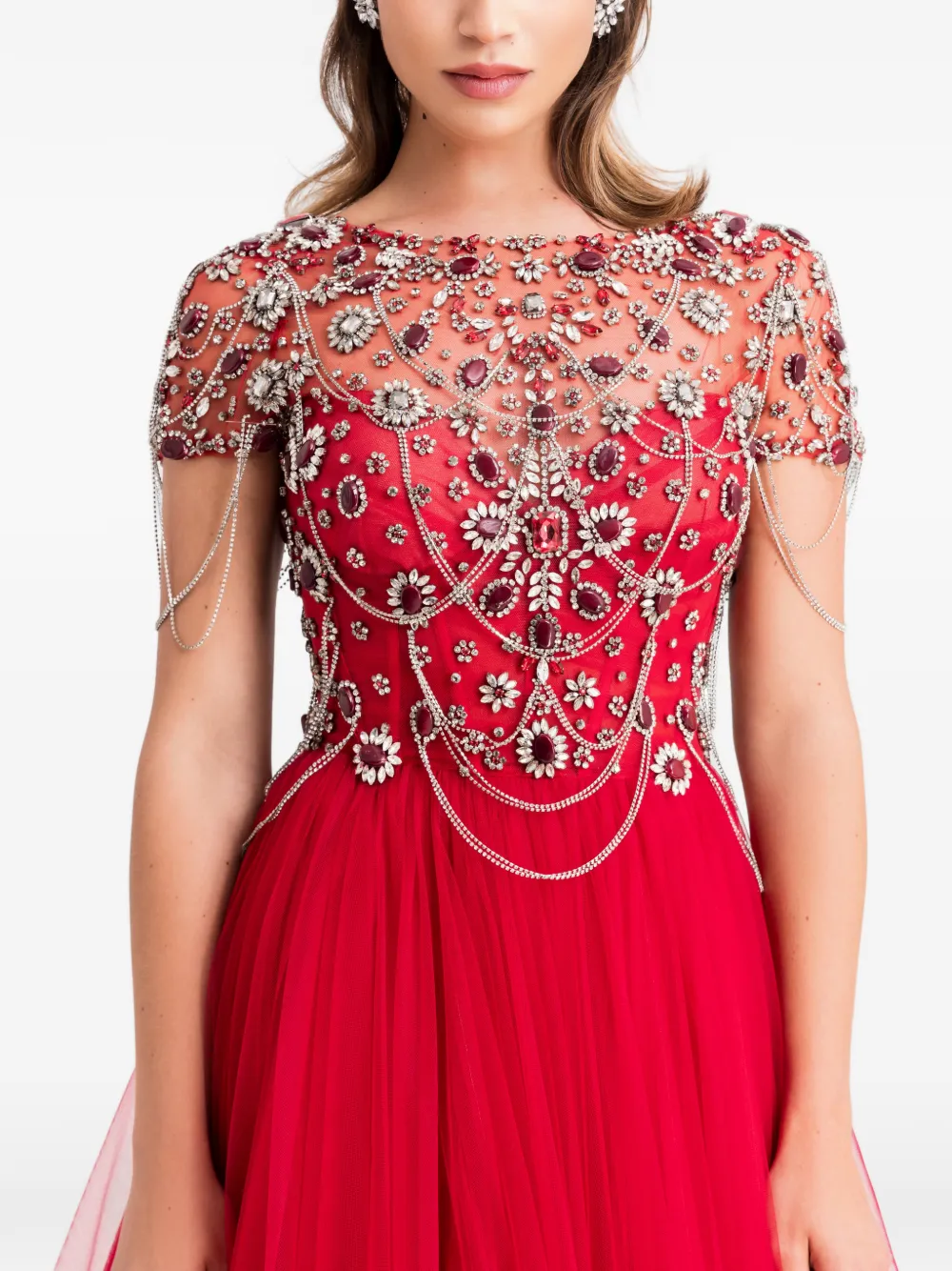 Gemy Maalouf Maxi-jurk met kralen Rood