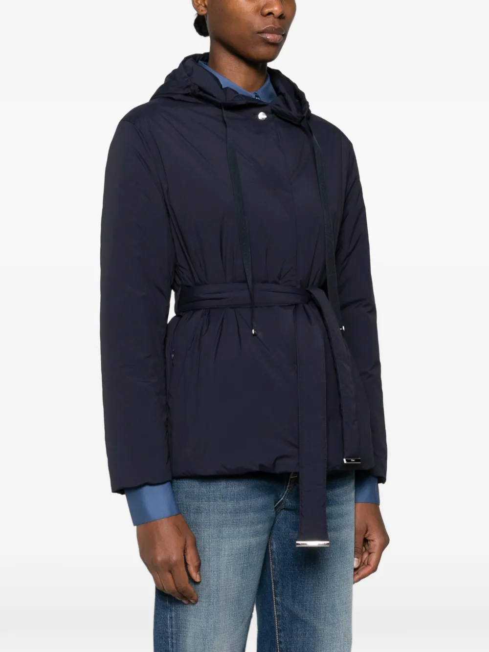  Herno Hooded Belted Jacket - Blue 