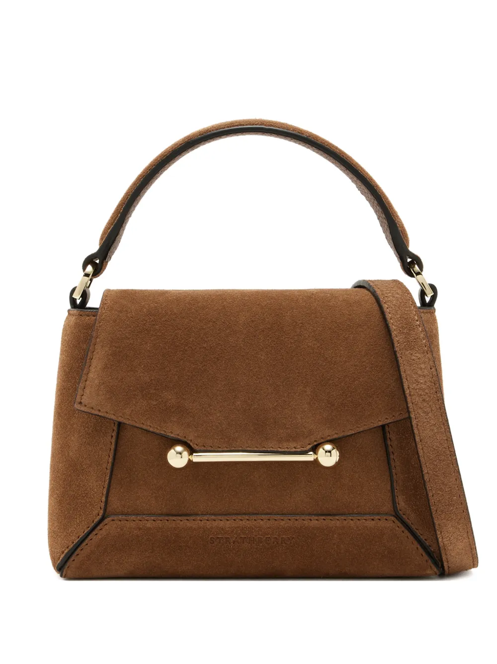 Strathberry nano Mosaic top-handle mini bag - Marrone