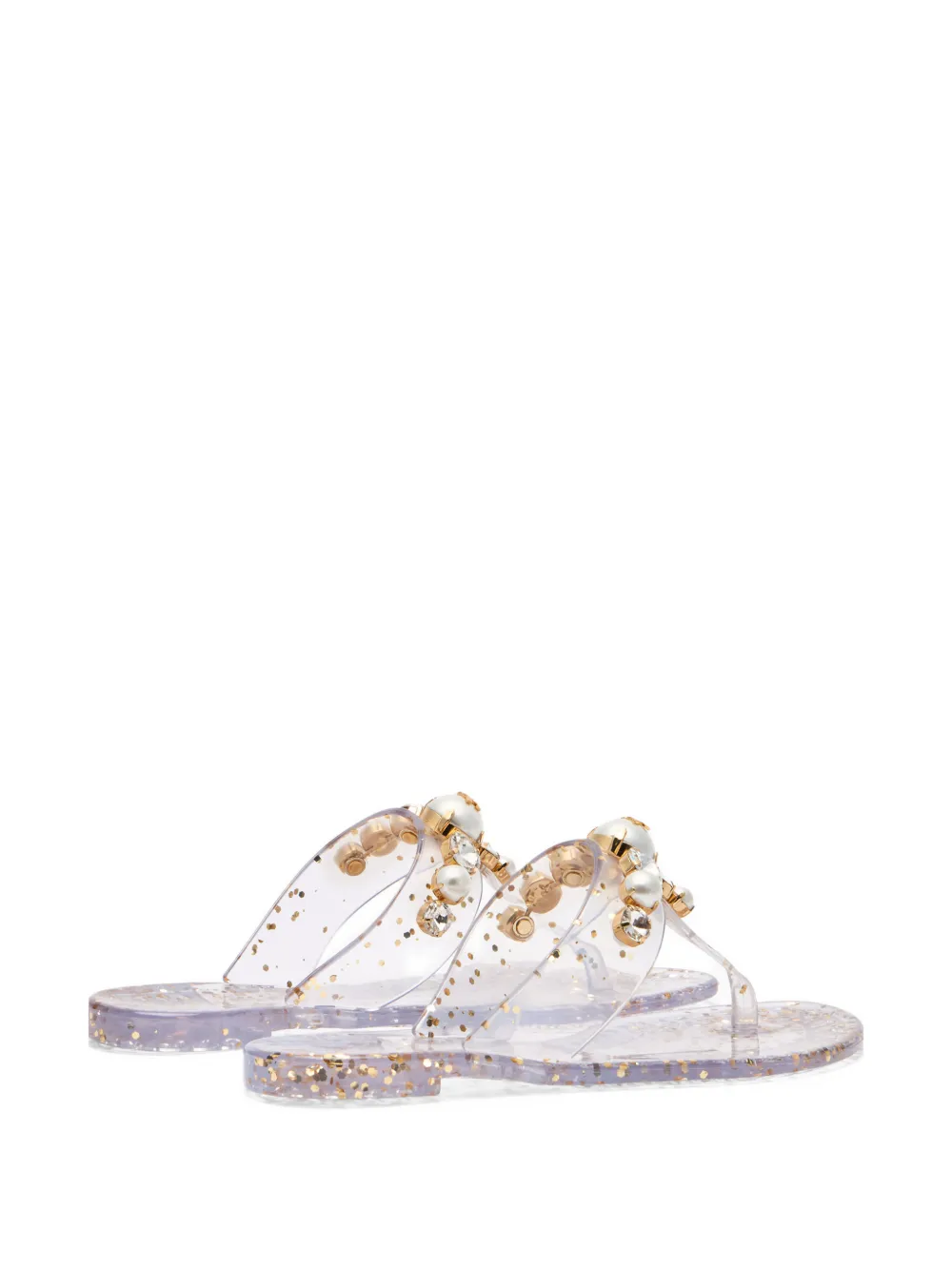 Casadei Jelly pearl-detail flip-flops Wit