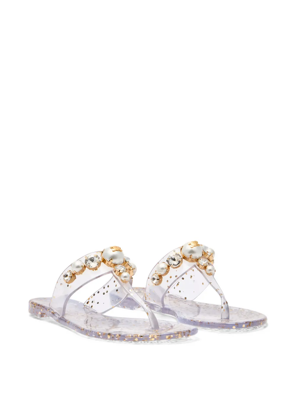 Casadei Jelly pearl-detail flip-flops Wit