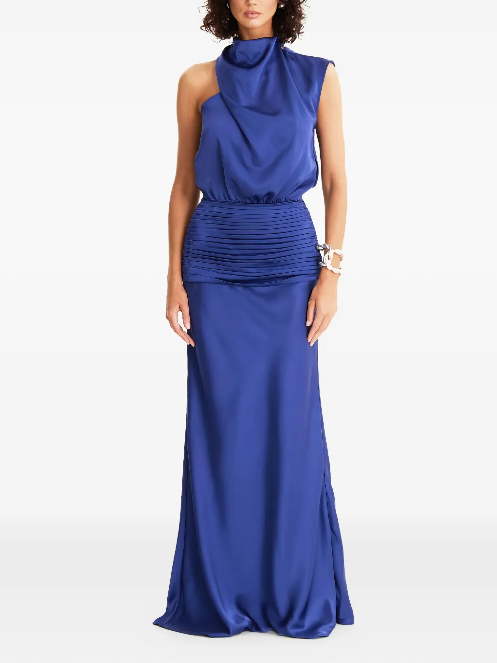 MOOS STUDIO asymmetric-shoulder maxi dress - Blu