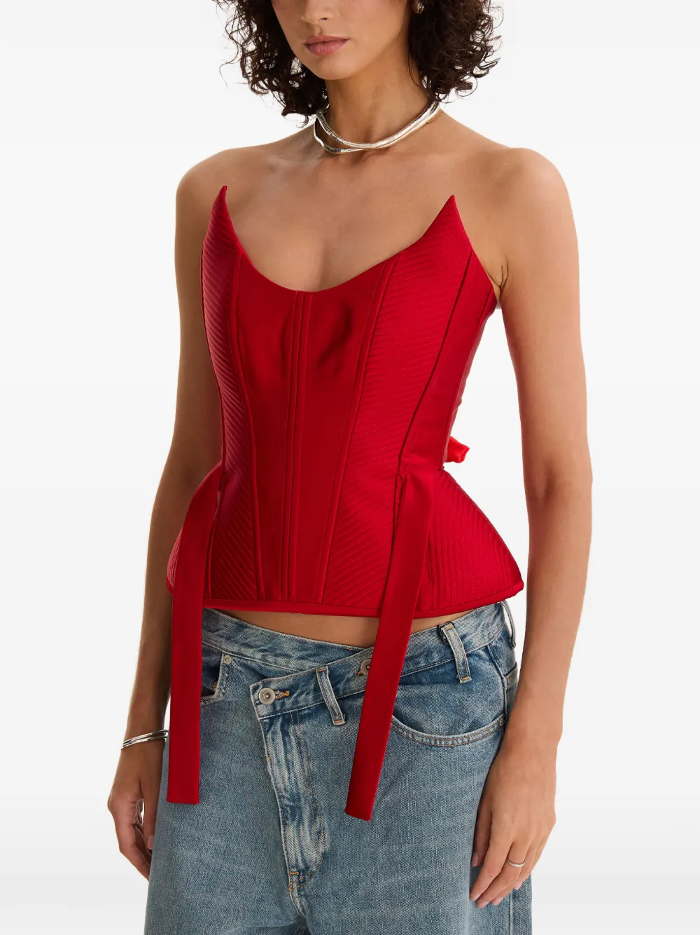 MOOS STUDIO Top met strikdetail Rood