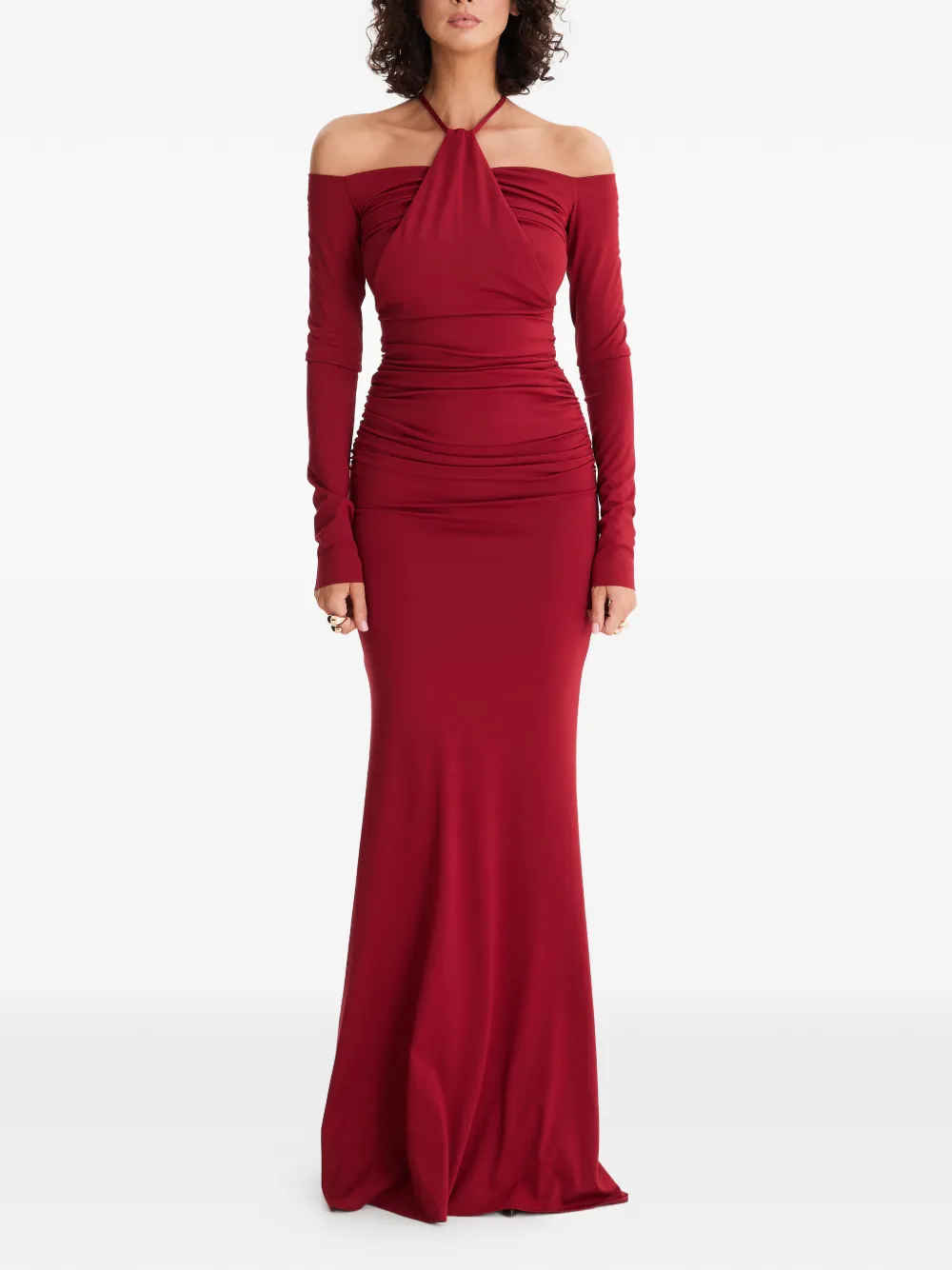 MOOS STUDIO Heatline off-shoulder maxi dress - Rosso