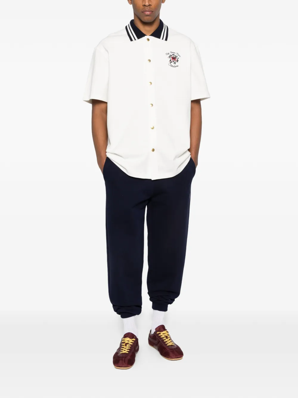 Drôle De Monsieur Poloshirt met geborduurd logo Wit