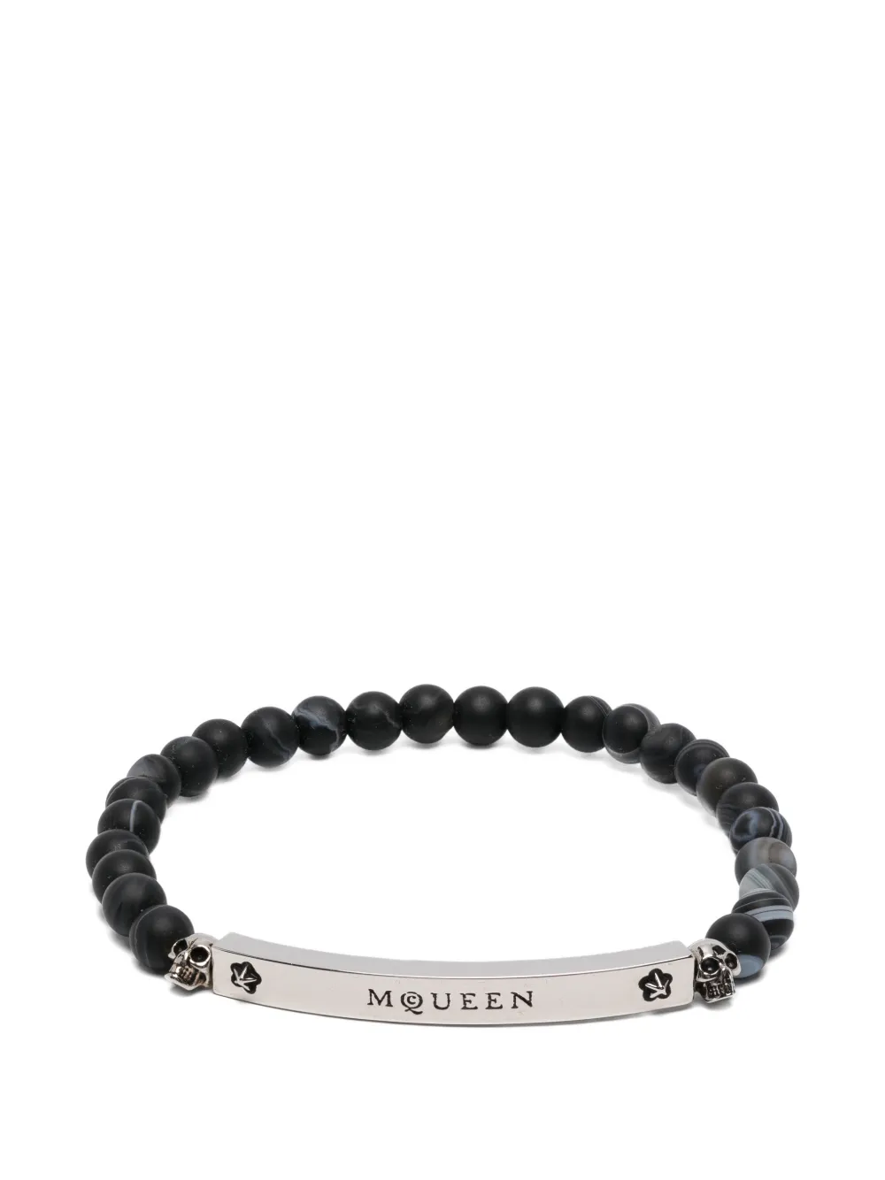 Alexander McQueen skull-detail beaded bracelet - Argento