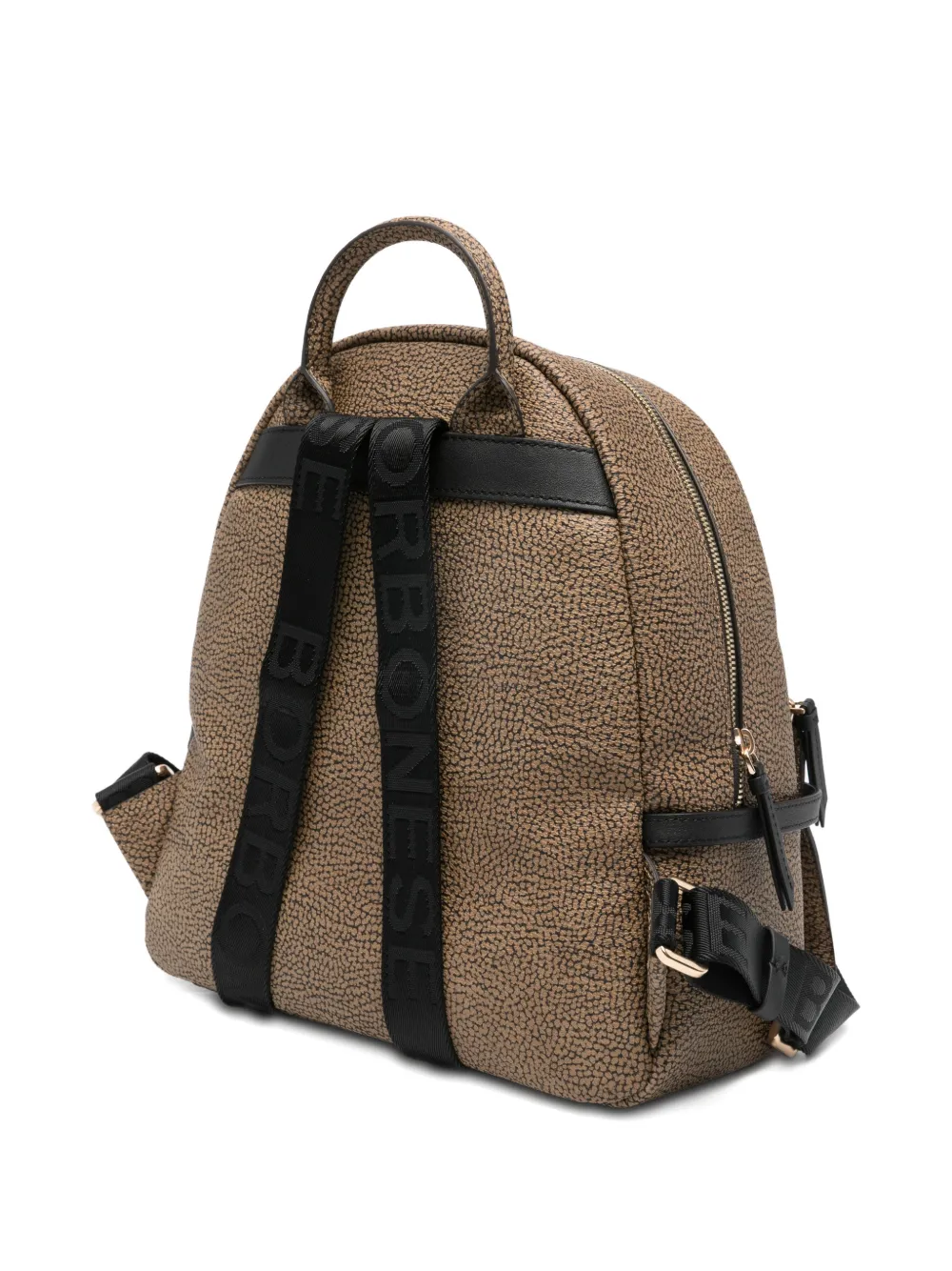  Borbonese Medium Round-handle Pattern Backpack - Brown 