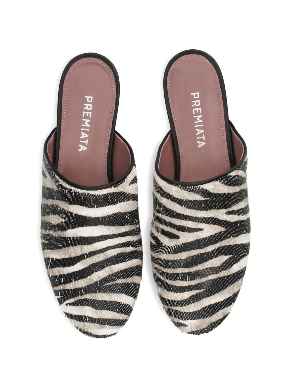Premiata Muiltjes met zebraprint Zwart