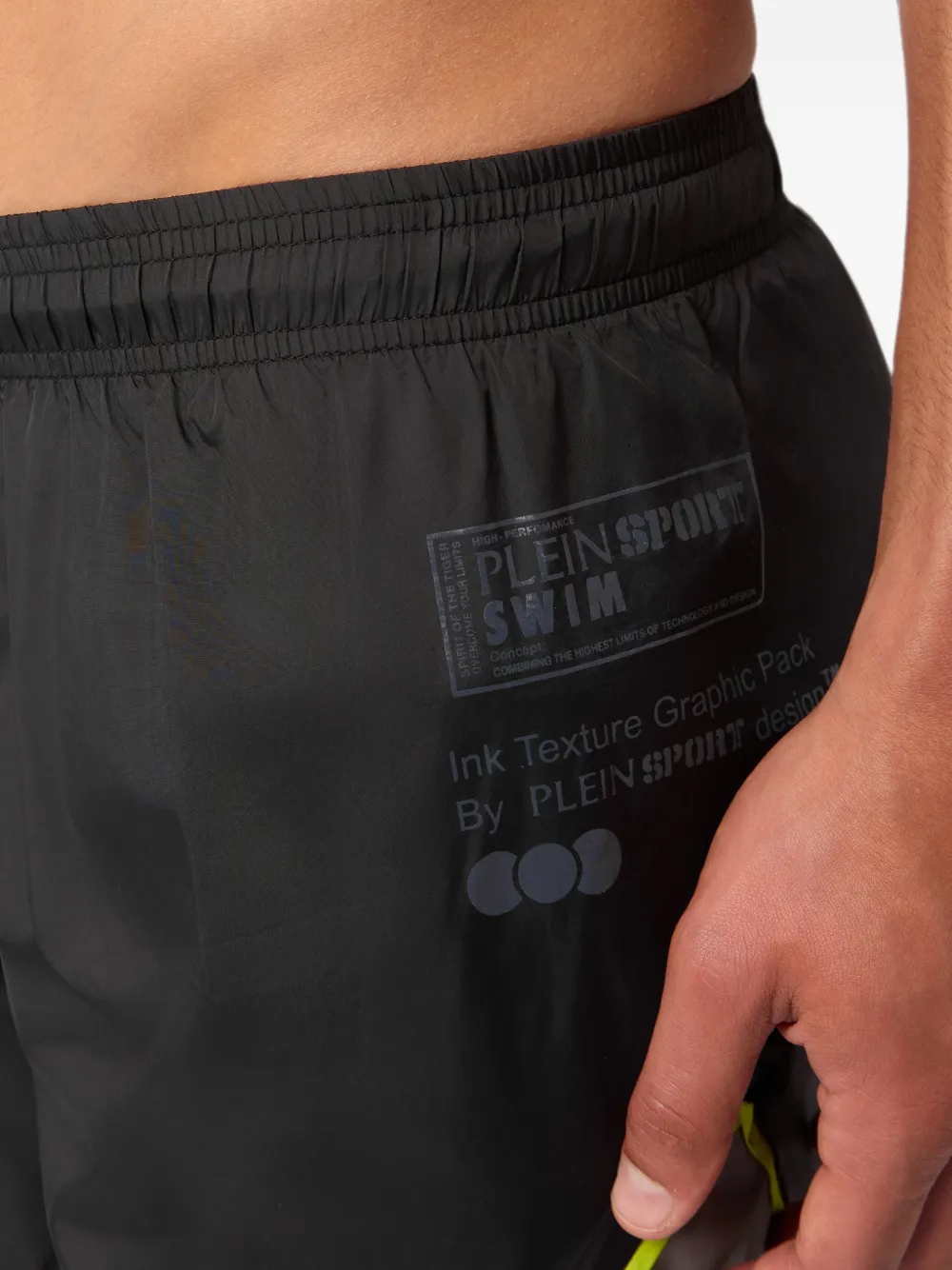 Plein Sport Zwembroek met logoprint en trekkoord Zwart