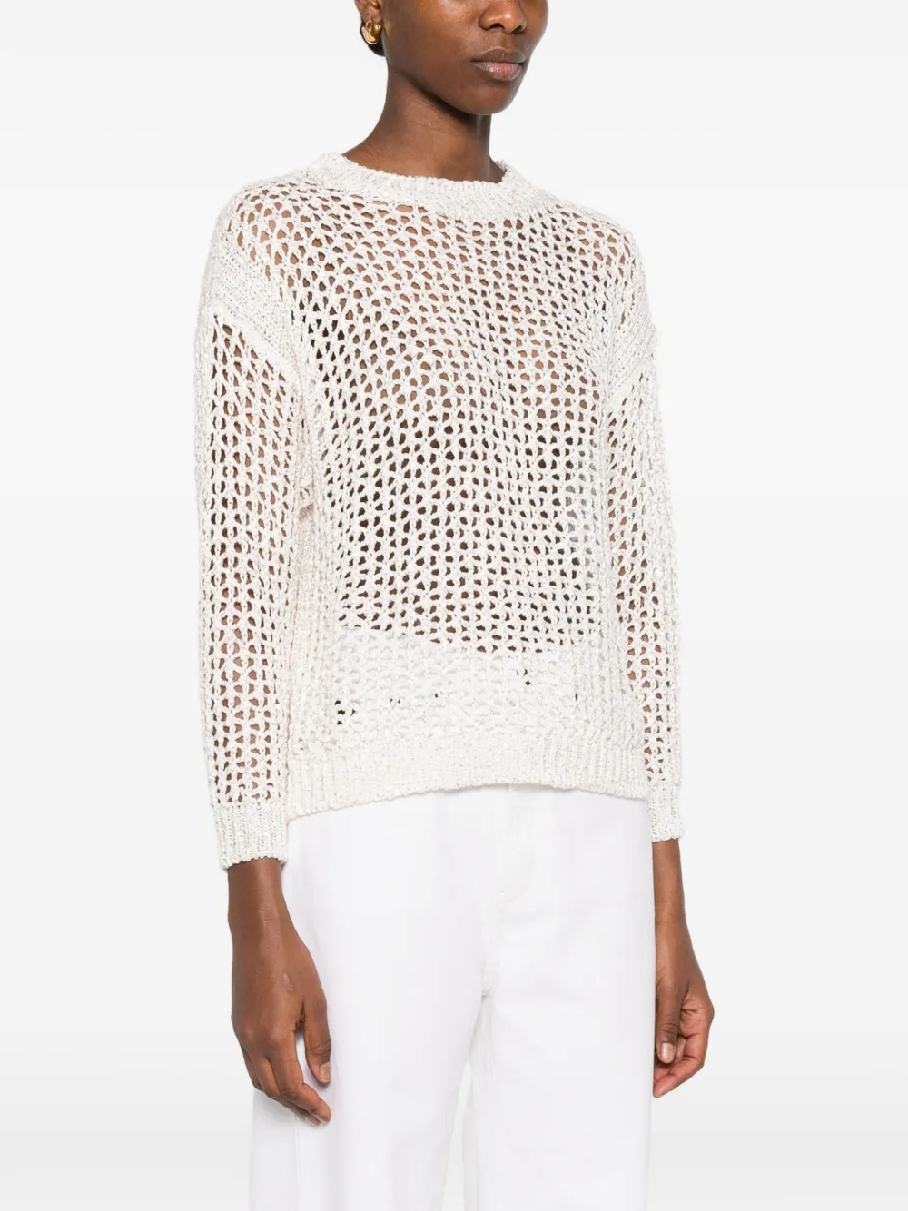  Panicale Open-knit Crew-neck Sweater - Neutrals 