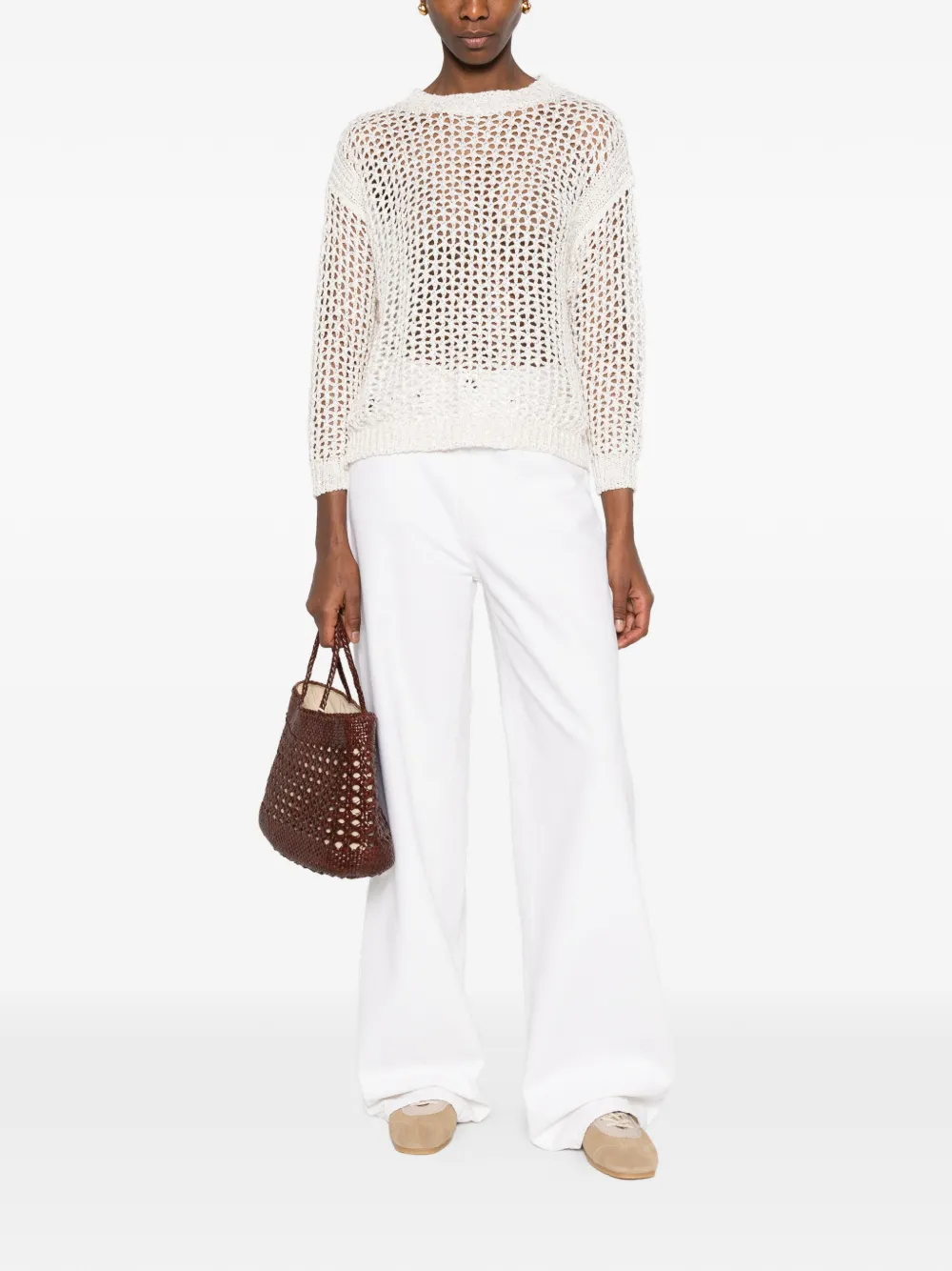 Panicale Open-knit Crew-neck Sweater - Neutrals 