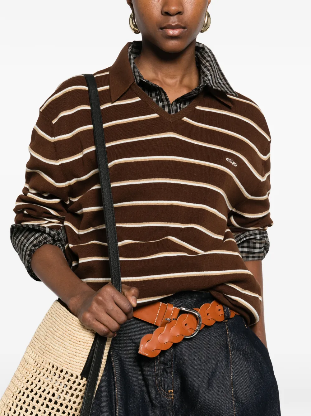 Miu Poloshirt met borduurwerk Bruin
