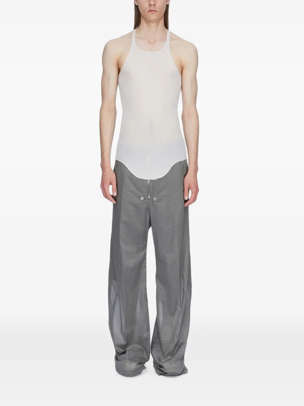 Rick Owens Geribbelde spencer met halternek Wit