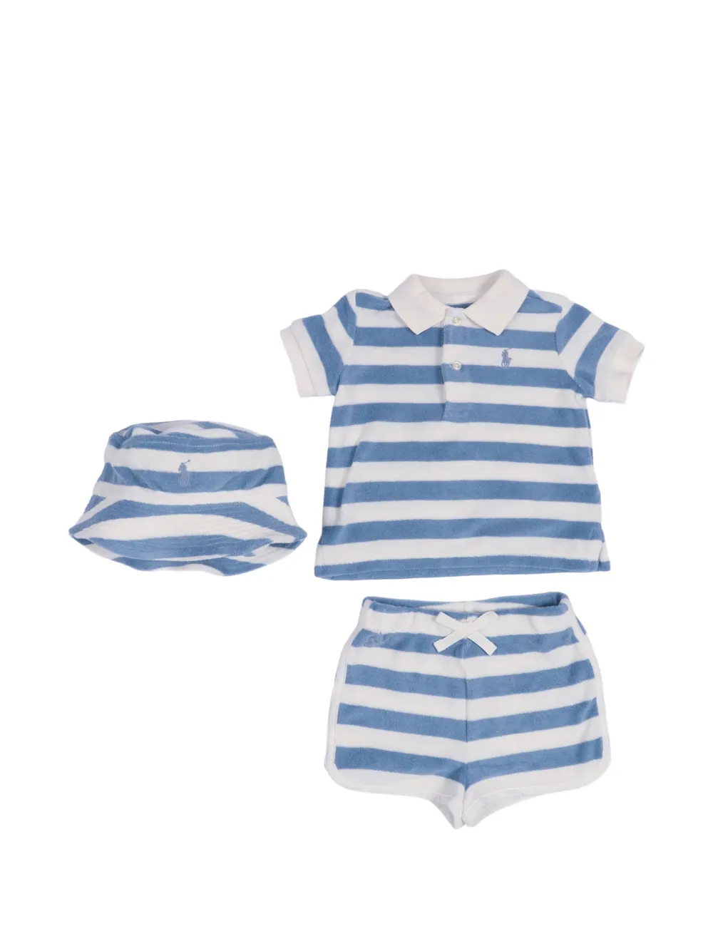 POLO RALPH LAUREN KIDS striped terry-cloth outfit set - Blu