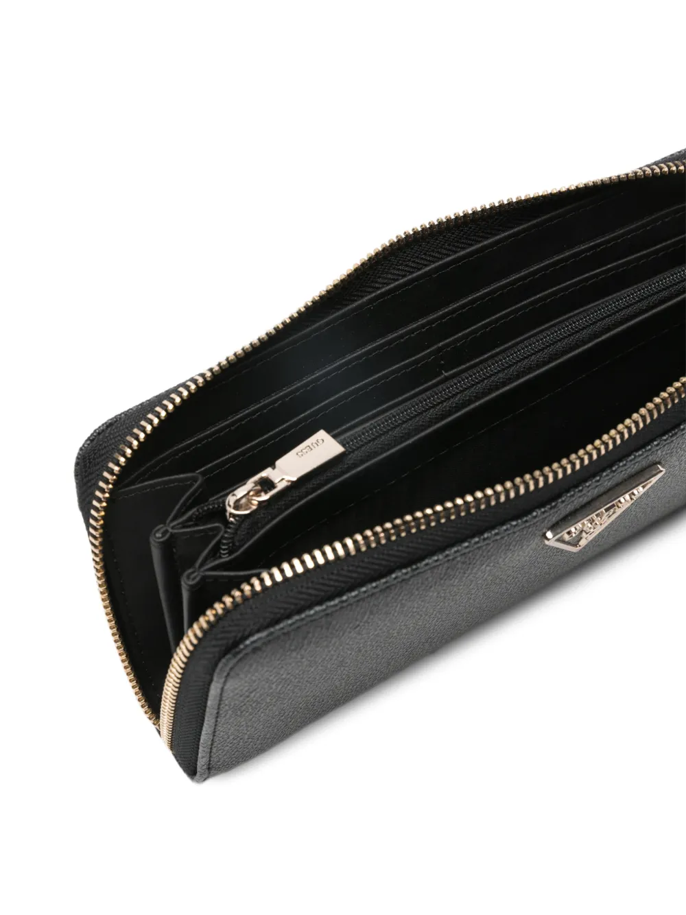  Guess Usa Laurel Ii Monogram Zip Wallet - Black 